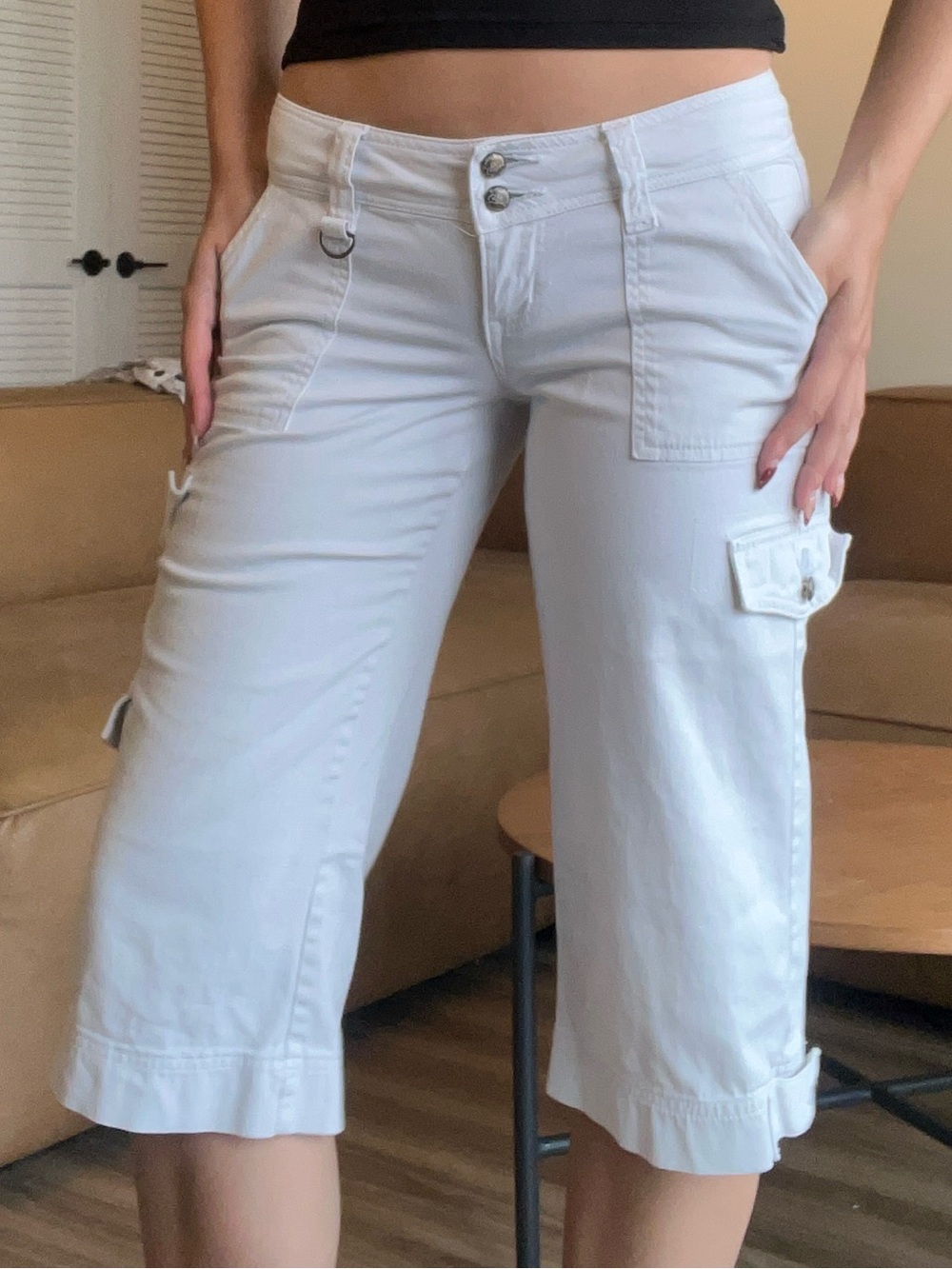 Candie's White Cargo Capris with Utility Pockets